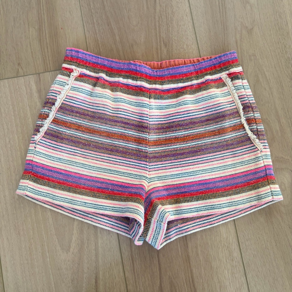 Anthropologie Corey Lynn Calter Colorful Stripe Bohemian Fringe Pocket Shorts